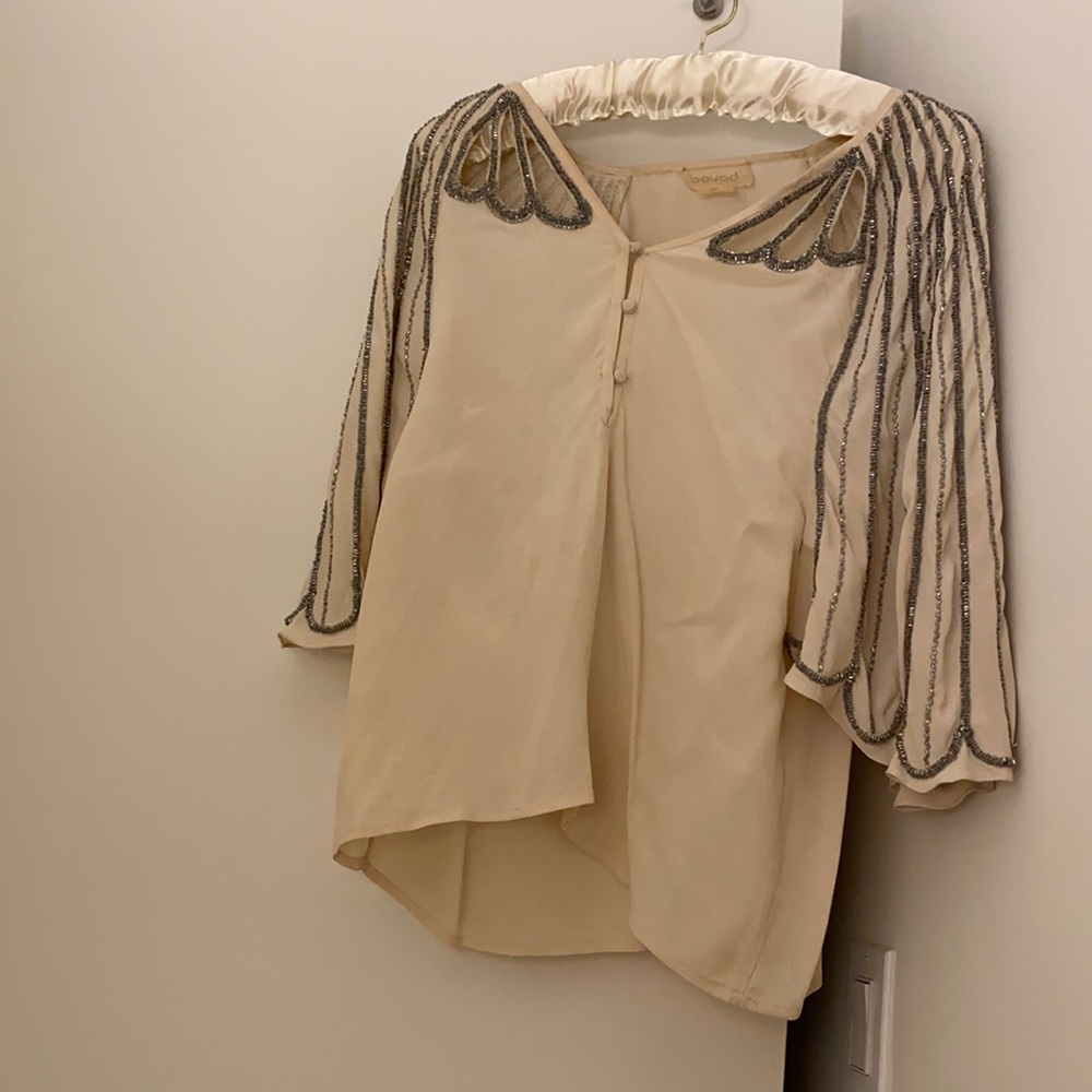 Long sleeve fancy top with crystal embellishments